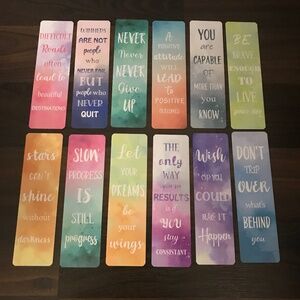 NEW 12 COUNT Assorted Quote Bookmarks Pages Double Sided Feminine Motivation